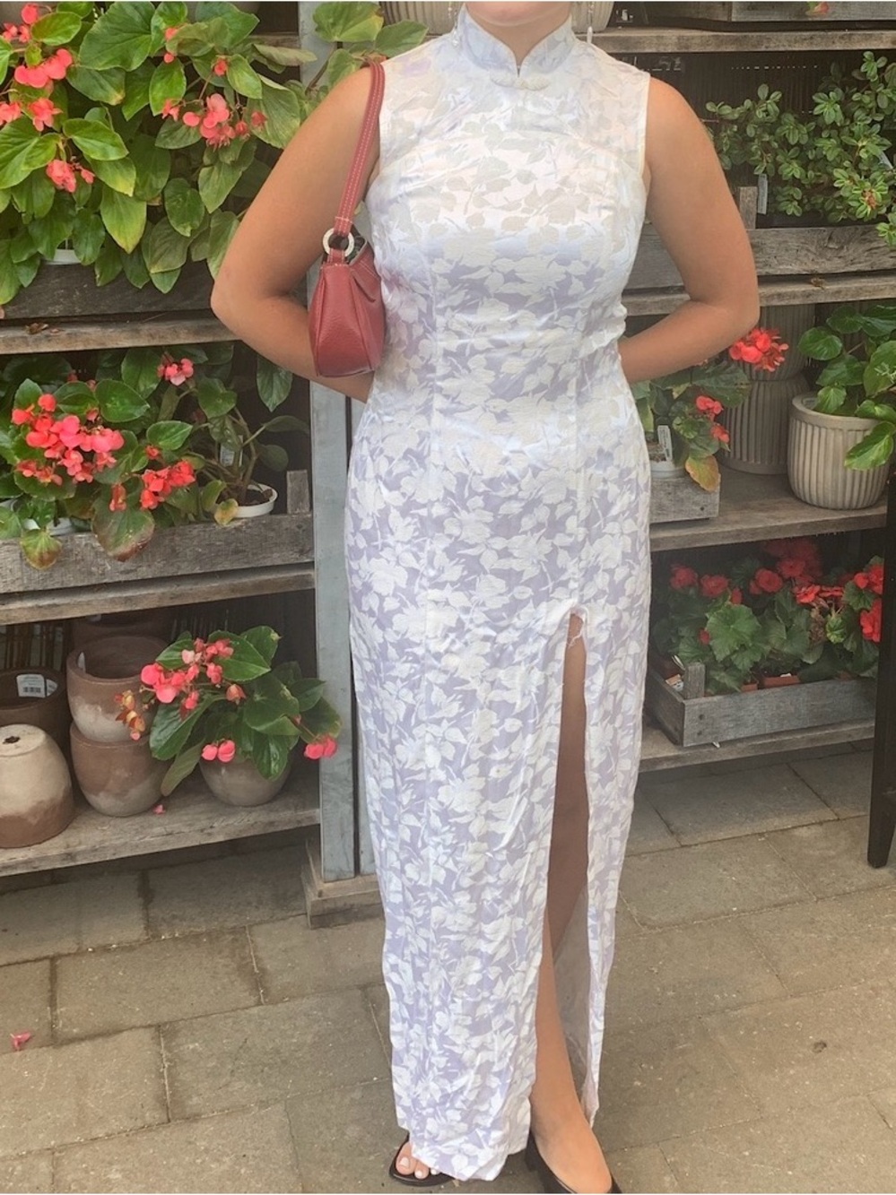 Qipao Floral Maxi Dress with Front Slit